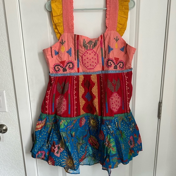 Farm Rio Color Block Embroidered Dress - Picture 2 of 8